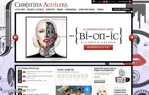 Christina Aguilera lanza su página oficial previo a estreno de CD