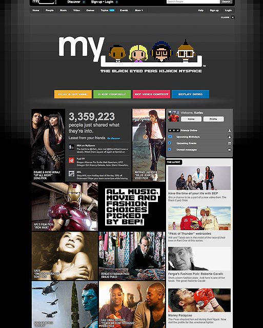 The Black Eyed Peas y Jack Black se apoderan de Myspace
