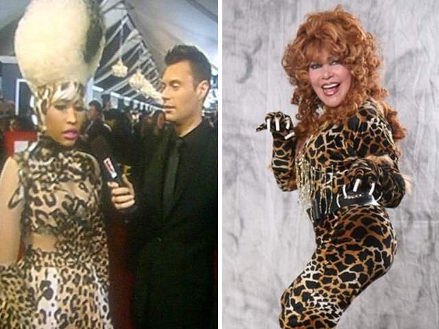 Nicki Minaj sorprende en la alfombra roja de los Grammy vestida a lo Tigresa del Oriente