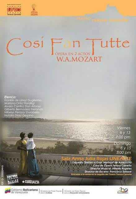 Primera temporada de ópera: Cosí Fan Tutte llega a la sala Anna Julia Rojas