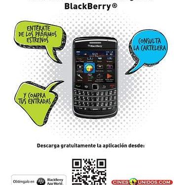 Cines Unidos presentó aplicación para BlackBerry® que permite adquirir entradas de cine