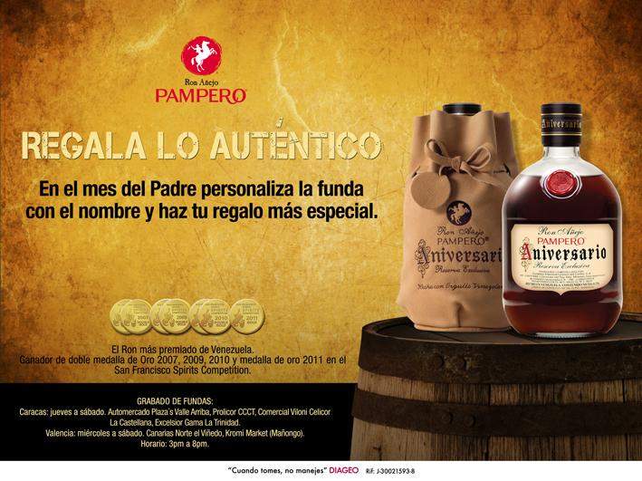 PAMPERO ANIVERSARIO OFRECE A LOS PADRES PERSONALIZAR LA FUNDA DE CUERO CON EL NOMBRE