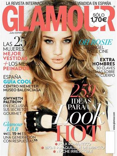 El año de Rosie Huntington-Whiteley.. Aparece en Portada de la revista »Glamour»