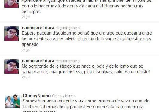 Nacho pide disculpas por la »broma» que hizo en los Premios Juventud