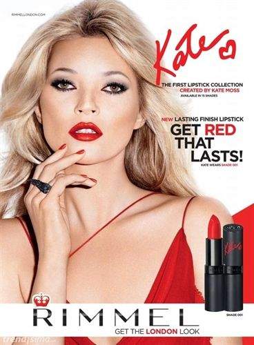 Kate Moss celebra sus 10 años con Rimmel lanzando una línea de barras de labios