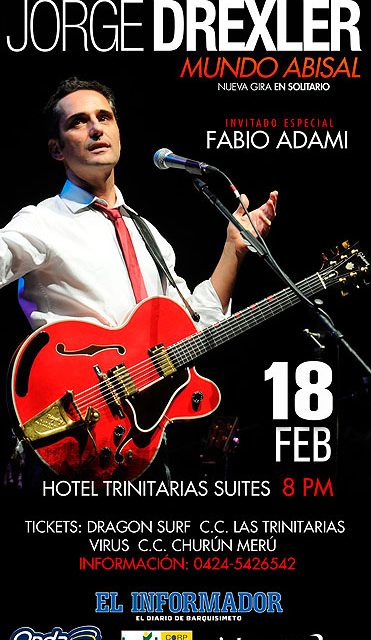 Jorge Drexler cantará en Venezuela el próximo 17 y 18 de febrero