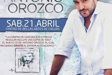 YA A LA VENTA LOS BOLETOS PARA EL CONCIERTO  DE ANTONIO OROZCO EN PUERTO RICO