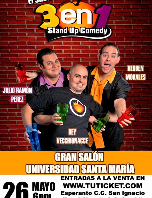 Gran Salón USM presenta »3 en 1» Stand Up Comedy… Función Especial 26 de mayo