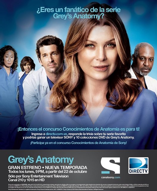 En octubre DIRECTV estrena nueva temporada de Grey’s Anatomy y Concurso de Anatomía