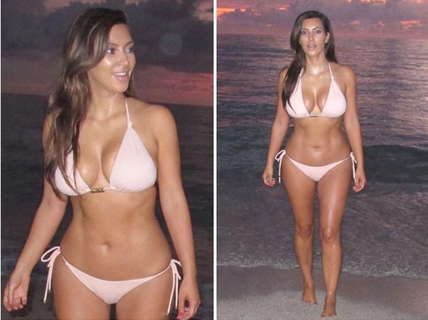 Kim Kardashian luce sus curvas en las playas de Miami