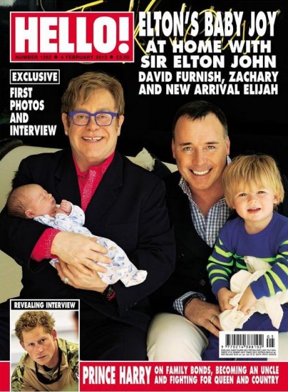 Elton John y David Furnish presentan a su segundo hijo en la revista Hello!