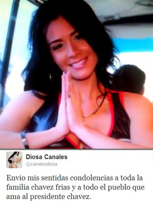 La bomba sexy Venezolana Diosa Canales (@canalesdiosa) lamenta la muerte de Hugo Chávez
