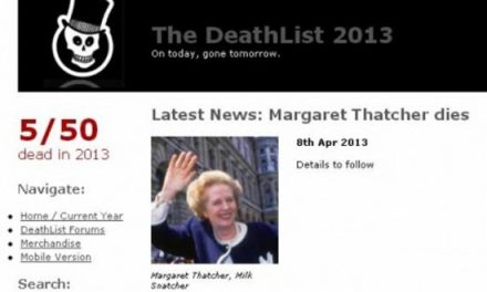 #Insolito: Página web ‘DeathList’ predijo la muerte de Margaret Thatcher