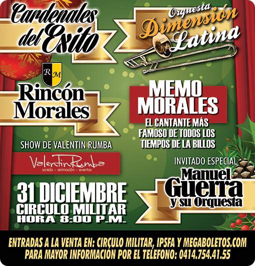 El 31 de Diciembre Gran Cena y Fiesta Bailable en el Círculo Militar