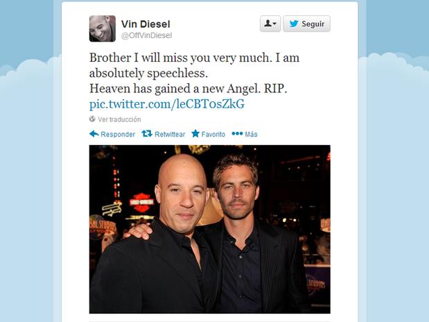 Vin Diesel y amigos dan condolencias por muerte de Paul Walker