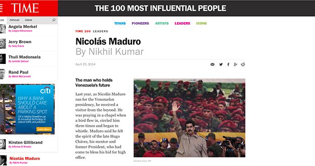 Nicolas Maduro, Barack Obama, y José Mujica, entre las 100 personalidades más influyentes de Time
