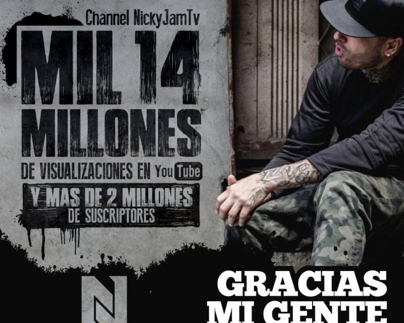 NICKY JAM Es el primer artista del género Urbano Latino en llegar a un billón de visitas en YouTube