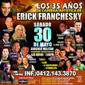 Erick Franchesky celebra 35 años de carrera artistica con gran concierto el 30 de Mayo