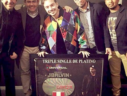 J Balvin recibió triple single de Platino por el Éxito de »Ginza» en Perú