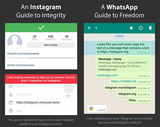Instagram bloquea enlaces que te lleven a Telegram o Snapchat