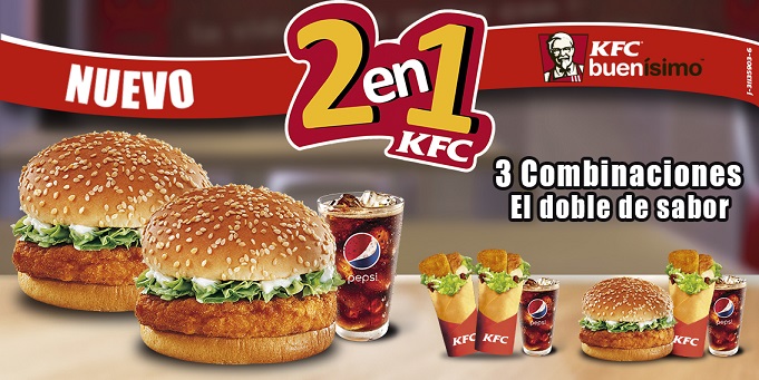 En KFC el sabor viene por partida doble, Nuevo menú 2en1