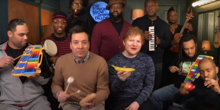 Ed Sheeran y Jimmy Fallon hacen una divertida versión de ‘Shape of You’ (+Video Classroom Instruments)