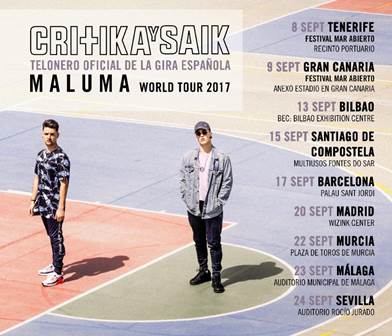 Critika y Saik telonero oficial de Maluma World Tour 2017